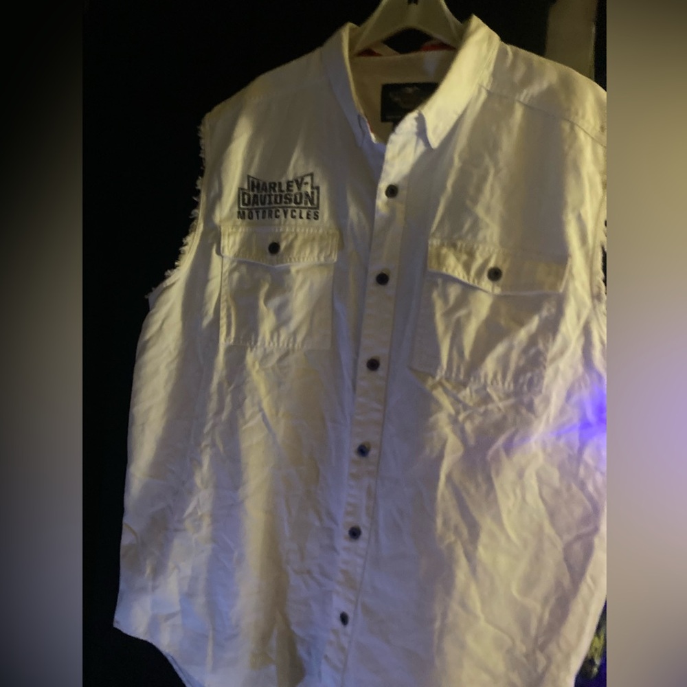 Harley-Davidson Cream Sleeveless Shirt Jacket
